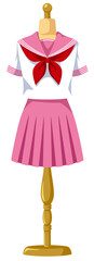 半袖赤リボンセーラー服のトルソーアイコン（ピンク）／eps使用推奨（jpeg使用時白部分抜けます）