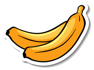 Bananas cartoon sticker on white background