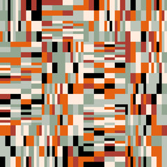 Modern vector abstract  geometric seamless pattern with rectangles and squares  in retro  style. Pastel colored simple shapes graphic background. Abstract mosaic artwork.