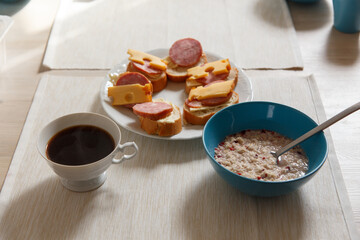 Normal view on morning breakfast