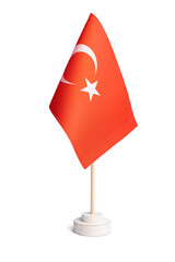 Small table flag of Turkey isolated on white background