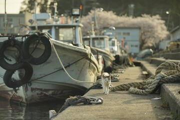 琵琶湖に浮かぶ有人島・沖島で春を過ごす猫