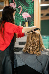 curls, hair coloring, hairdresser at work