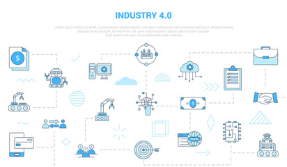 industry 4.0 concept with icon set template banner with modern blue color style - obrazy, fototapety, plakaty