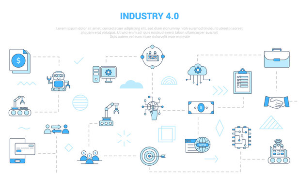 industry 4.0 concept with icon set template banner with modern blue color style