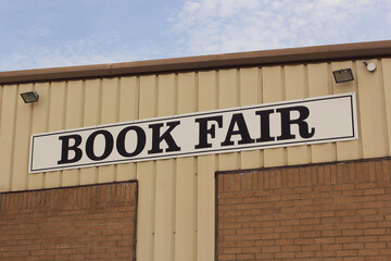 Book Fair Sign on Commercial Metal Building