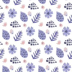 Door stickers Pantone 2022 very peri Very peri tropical jungle pattern with flowers. Tropical jungle leaves in very peri color. Summer floral seamless background. Hand drawn botanical nature. Purple graphic illustration.