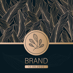 Design elements frames for logo, packaging of luxury products on black background. Vector illustration