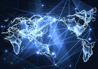 サイエンステクノロジーの概念でコンピュータネットワークの3dイラスト