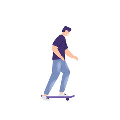 illustration of people playing skateboard. sport. flat cartoon style. vector design. element