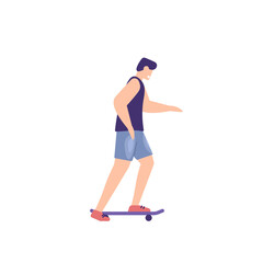 illustration of people playing skateboard. sport. flat cartoon style. vector design. element