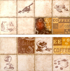Decor set tile with coffe grain for interior