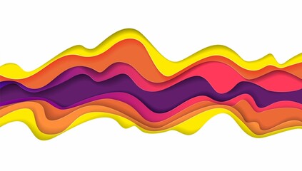 3d abstract layered paper cut background with wave liquid shapes, vector illustration. Color papercut banner template