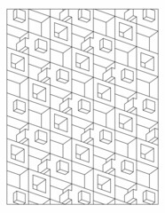 3D illusion pattern of stacking holed boxes and cubes. Fun coloring pages. Digital detox. EPS8 #465