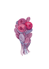 Watercolor illustration of the gifts of the forest: cranberries. The template can be used for postcards and posters, social networks, branding, textiles