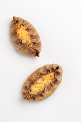 Traditional Finnish pastry - Karelian rye pie with rice porridge