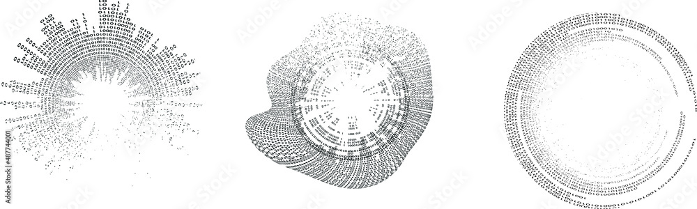 Fototapete big data futuristic design . digital visualization . particles stream . gritty textured shape .binar