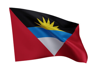3d illustration flag of Antigua and Barbuda. Antigua and Barbuda high resolution flag isolated against white background. 3d rendering