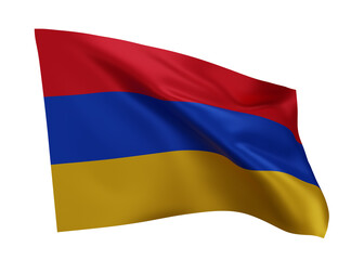 3d illustration flag of Armenia. Armenian high resolution flag isolated against white background. 3d rendering