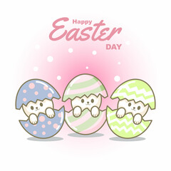 cute easter day bunny in egg