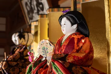 Fotobehang 実際に飾られている雛人形（雛壇）を写したアップの写真 © tsuia