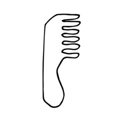 Vector wooden comb in doodle style on a white background isolated