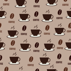 Seamless pattern with a cup of coffee. Pattern with coffee.Vintage seamless pattern cup coffee, great design for any purposes.Coffee abstract seamless pattern. Doodle style.