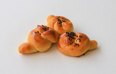 Black Cumin (Nigella Sativa ) cookies on white background