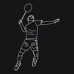 badminton player line art vector