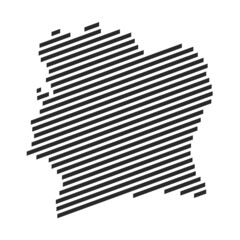 Moderne Landkarte von der Elfenbeinküste aus Streifen