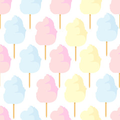 Colorful cotton candy sweet sugar dessert seamless pattern - 487746880