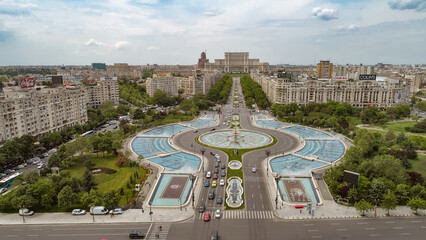 Aerial view at Bucharest on a cloudy calm day
