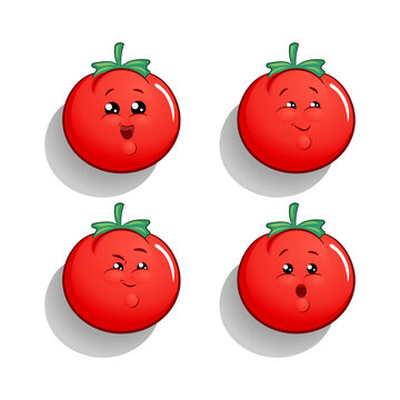 tomato emotikon of happy feelings, smile, wonder, think and wonder