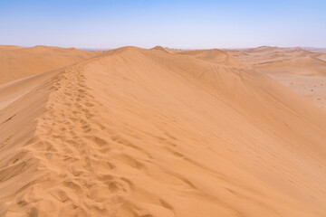 Fototapeta na wymiar View of the Namib desert from Dune 7 near Swakopmund in Namibia in Africa. 
