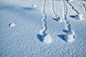 soft snow surface patterns in winter on hillside