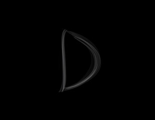 realistic D alphabet shape of smoke spreading on dark background