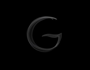 realistic G alphabet shape of smoke spreading on dark background