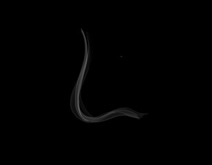realistic L alphabet shape of smoke spreading on dark background