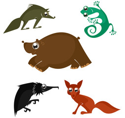 Cartoon funny animals set for design 6	