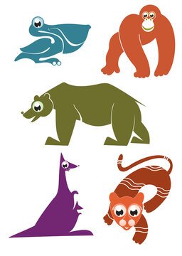 Cartoon funny animals set for design 3	