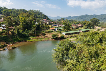 Fototapeta na wymiar Nam Phak river and Muang La village , Oudomxay Province Laos