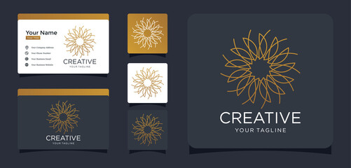Naklejka premium beauty flower with line style design inspiration