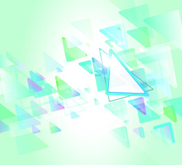 Abstract light cold background with blue, green, pink, purple triangles with rounded corners. Vektor backdrop, colored background with geometrical figures.