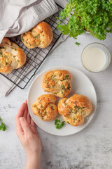 Homemade pastry - buns with parsley