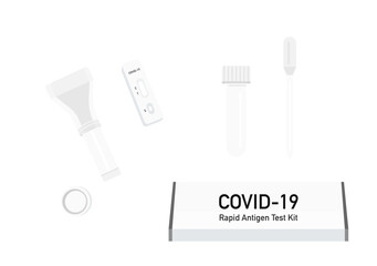 Fototapeta premium saliva swab covid 19 rapid antigen test kit vector set isolated on white background ep65
