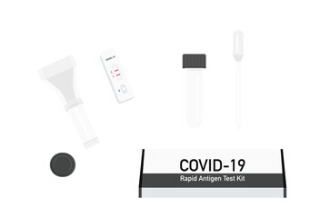 Fototapeta premium saliva swab covid-19 rapid antigen test kit vector set isolated on white background ep66