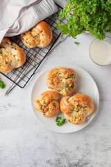 Homemade pastry - buns with parsley