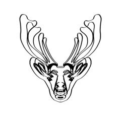 Maral. A deer's head drawn with a single line. An image of a Christmas deer. A festive deer. Background for postcards, banners, covers, albums, mobile screensavers, scrapbooking, advertising, blogs.