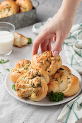 Homemade pastry - buns with parsley