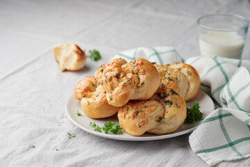 Homemade pastry - buns with parsley